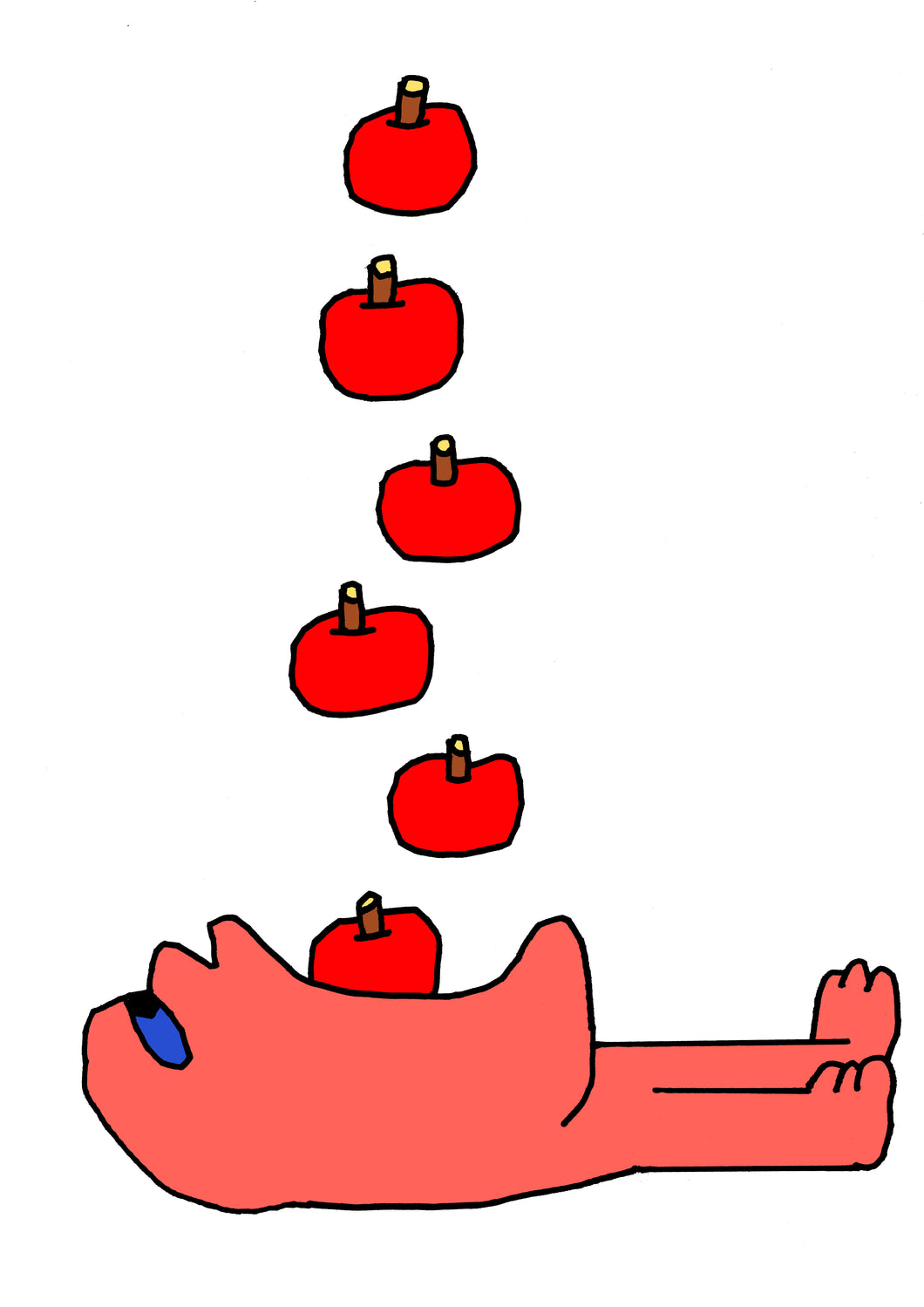 'EAT APPLES ON YOUR BACK SO THE DOCTOR STAYS AWAY' A3 PRINT